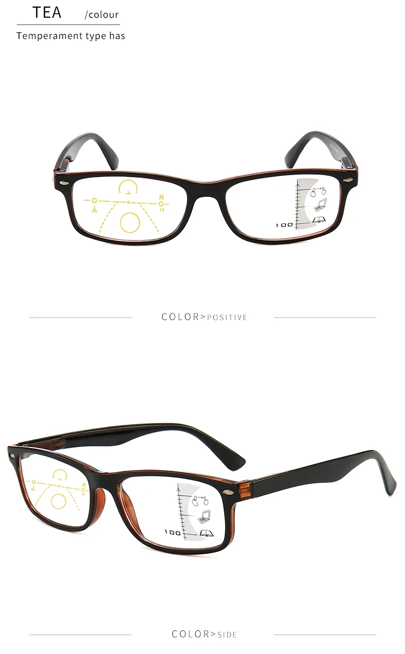 Новые удобные анти синие прогрессивные мульти фокус дальнозоркости очки мужские и wo Мужская большая оправа интеллектуальные очки для чтения T1702