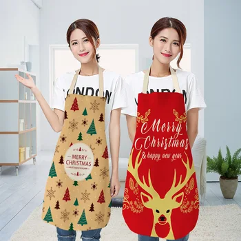 

High-Quality Sleeveless Waterproof and Oilproof Apron Christmas series Cotton Linen Apron