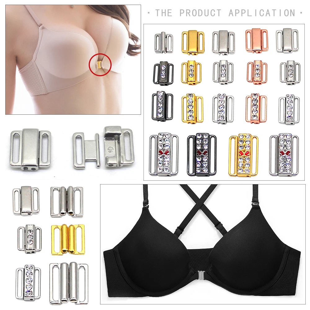 Chiusura frontale per reggiseno da 10 mm (3/8) senza nichel - Gancio per bikini - Argento o oro per reggiseni, costumi da bagno e lingerie - Prodotto nell'UE - Italia