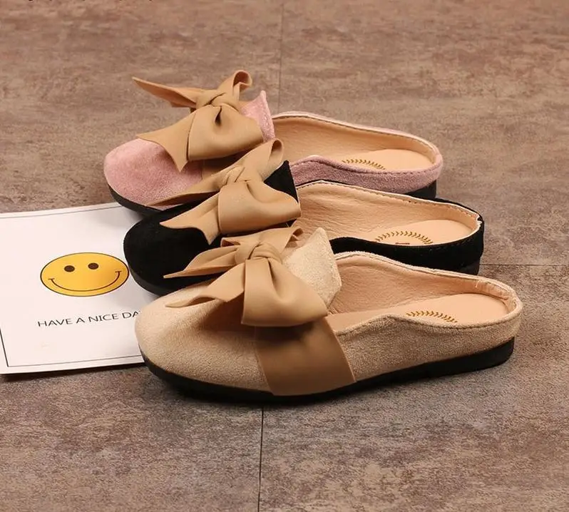 2021Summer Children's Sandals for Girls Lovely Bowknot Shallow Shoes Girls Slip on Kids Slides Children's Shoes Slipper feerldi children slipper cow animal cartoon kids shoes top quality flat flip flop lovely little dairy cow indoor soft slippers