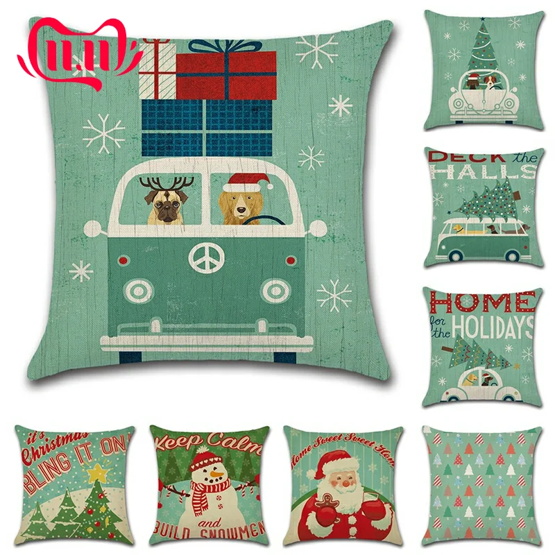 

2PC Cotton And Linen Christmas Series Theme Pillowcase For Santa Claus Cute Dakimakura Cover Home Dust-proof Hug Pillow Covers