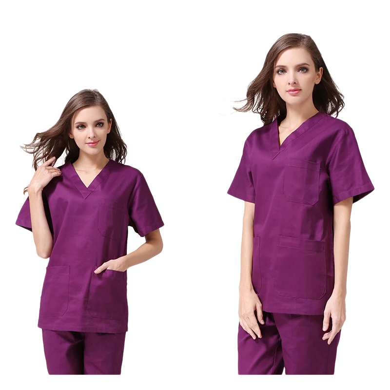 Viaoli new Fashion Women Medical Uniforms Nursing Clothes Short Sleeve Work Wear V Neck Solid Summer Short Sleeve Nurse Uniform