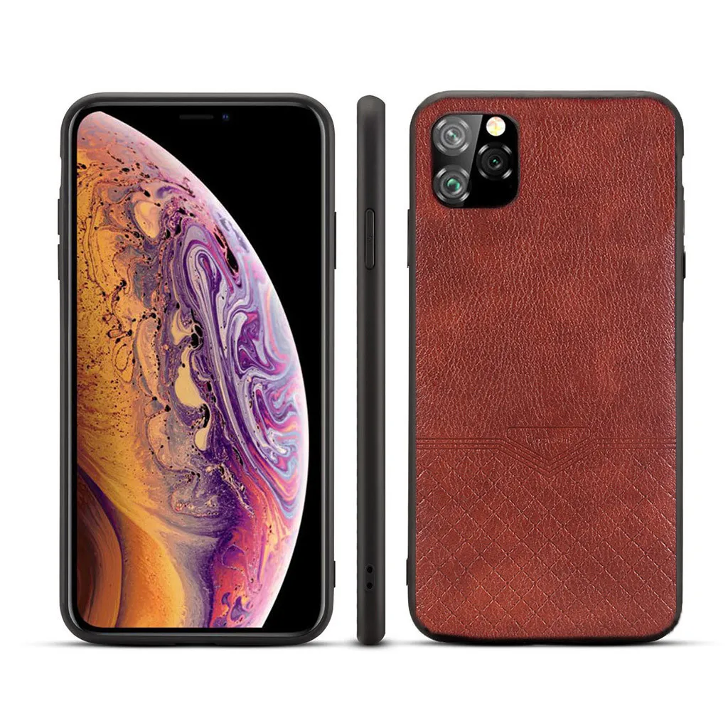 Slim Leather Vintage Shock-proof Case Cover for iPhone 11 Pro Max 6.5 Inch Luxury Hard Matte Cover Business Style Phone Cases