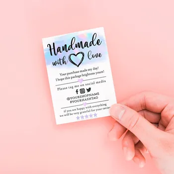 

Personalize Text Handmade with love Business cards , Custom Social Media Card,Size 3" x 4" ,Thank you for your order