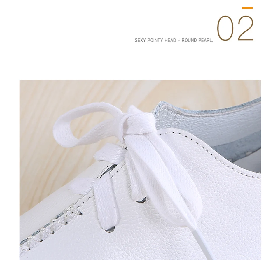 EOFK النساء الشقق أحذية من الجلد الحقيقي امرأة الأخفاف مريحة الدانتيل متابعة اليدوية الأبيض الصيف أحذية الباليه السيدات