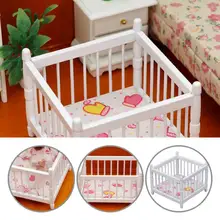 

Smooth Surface Decorative Miniature Toddler Bed Decoration Model Wood Mini Infant Bed Simulated for 1/12 Doll House