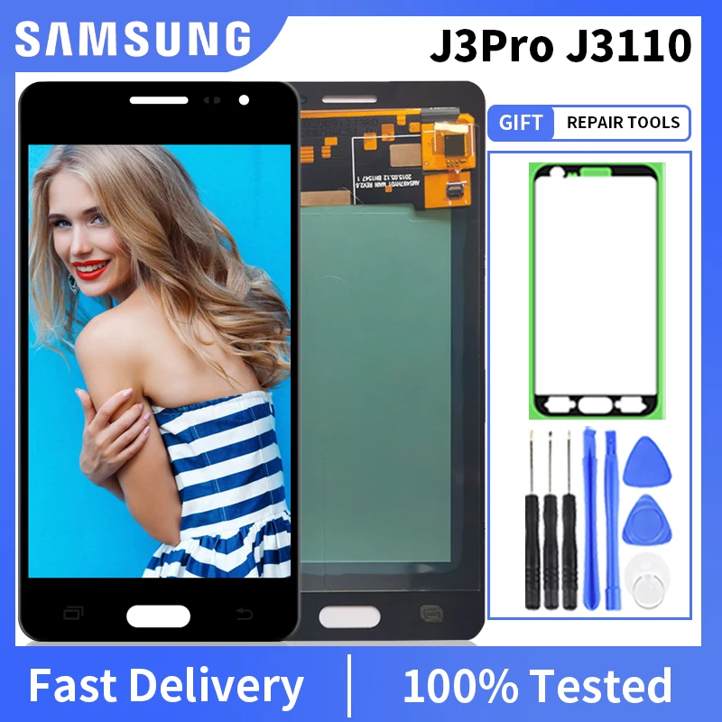 100% Tested Original LCD For Samsung Galaxy J3P J3110 J3 pro J3119 Display Touch Screen Digitizer Assembly PRO | Мобильные телефоны