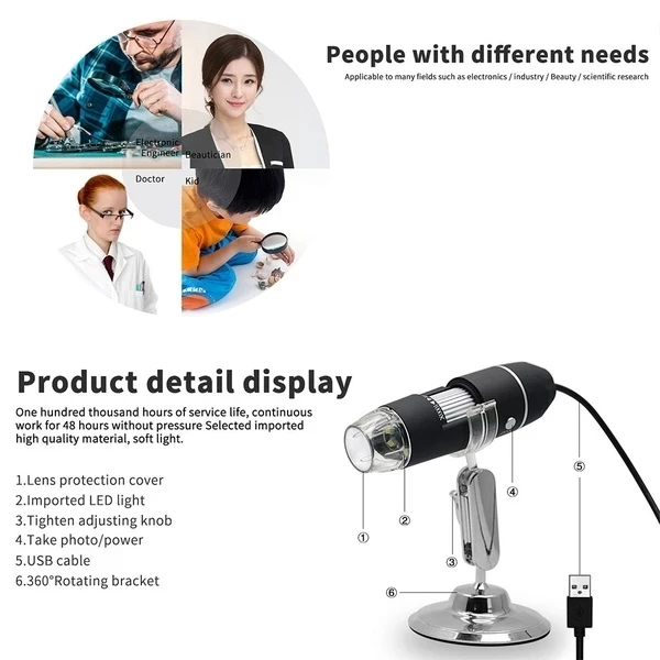DHL 50 шт. мега пикселей 500X1000X1600X8 светодиодный цифровой USB микроскоп микроскопия Лупа электронный стерео USB эндоскоп камера