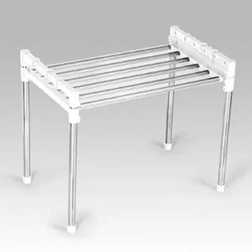 

Multifunctional Microwave Oven Shelf Rack Stainless Steel Adjustable Standing Type Double Kitchen Holder