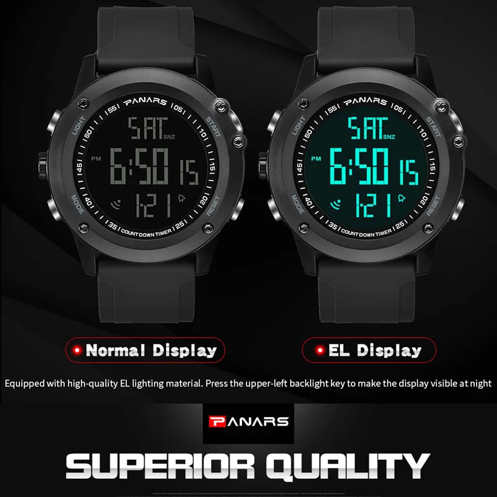 PANARS мужские цифровые наручные часы модные спортивные электронные часы 50 метров для плавания водонепроницаемые часы с календарем спортивные часы