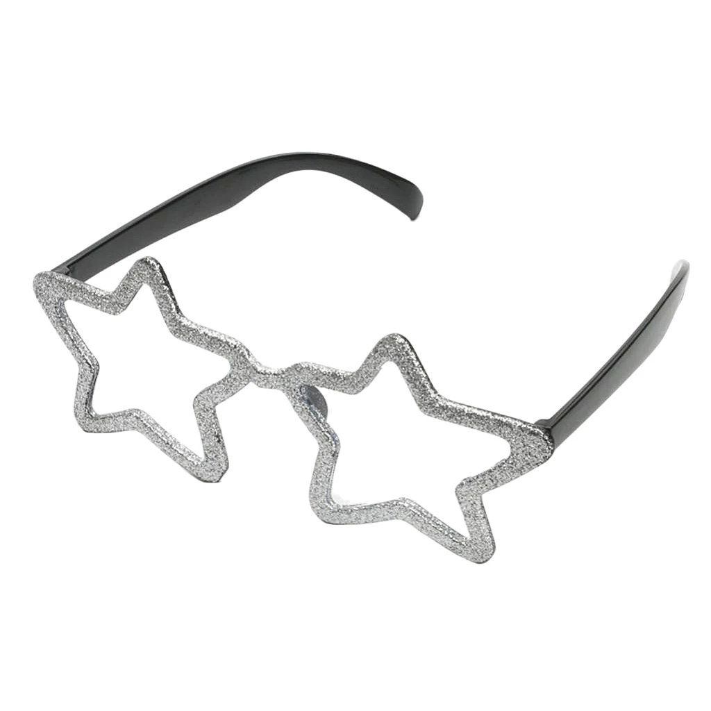 Novelty Glitter Silver Star Shaped Sunglasses Adults Kids Party Eye Glasses Costume