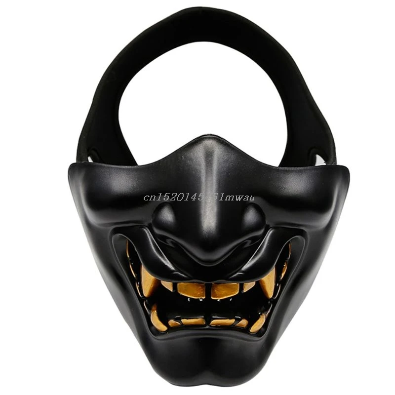 Half Face Mask Cosplay Kabuki Samurai Devil Tactical Halloween Party Festival Prom COS Devil Horror Face 831F