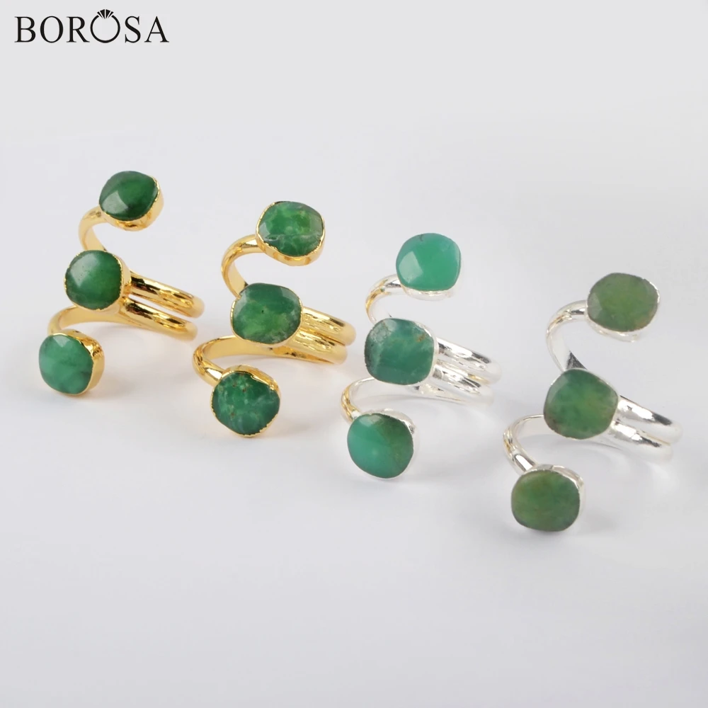BOROSA 5 шт. Новое поступление позолоченное Австралийское кольцо из нефрита три