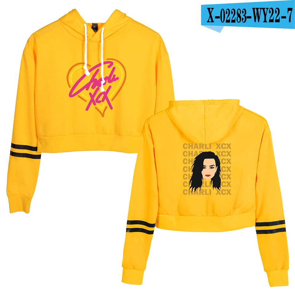 As picture Горячая Повседневная Популярная мода Charli XCX укороченный топ толстовки новые женские толстовки с капюшоном Charli XCX модные уличные розовые толстовки - Цвет: As picture