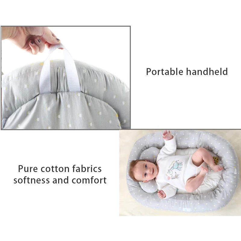 Baby Bed With Pillows 74*51cm Dot Travel Bassinet For 0-4M Portable Newborn Toddler Breathable Bed Lounger Sleep Nest