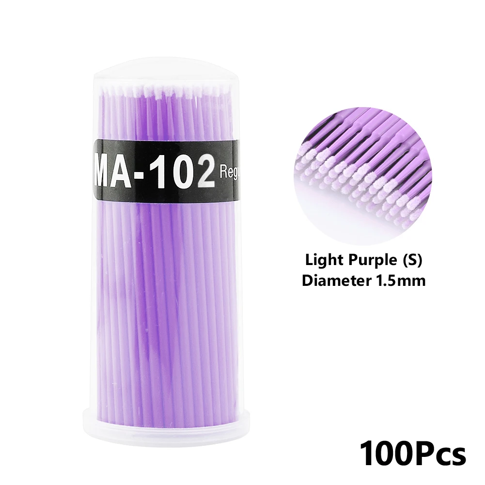 Light Purple Bottle 100 шт./упак. микро щетки одноразовые Microbrush аппликаторы для ресниц для наращивания удалить накладные ресницы из хлопка тампоны - Цвет: Light Purple Bottle