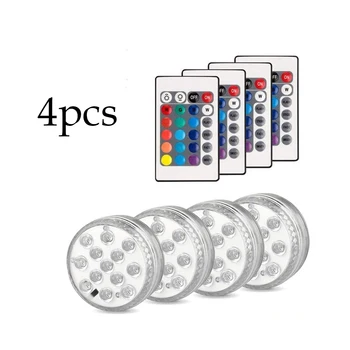

4PCS 13 Led 80mm Remote Controlled RGB Submersible Light Battery Operated Underwater Night Lamp Outdoor Garden Party Decoration