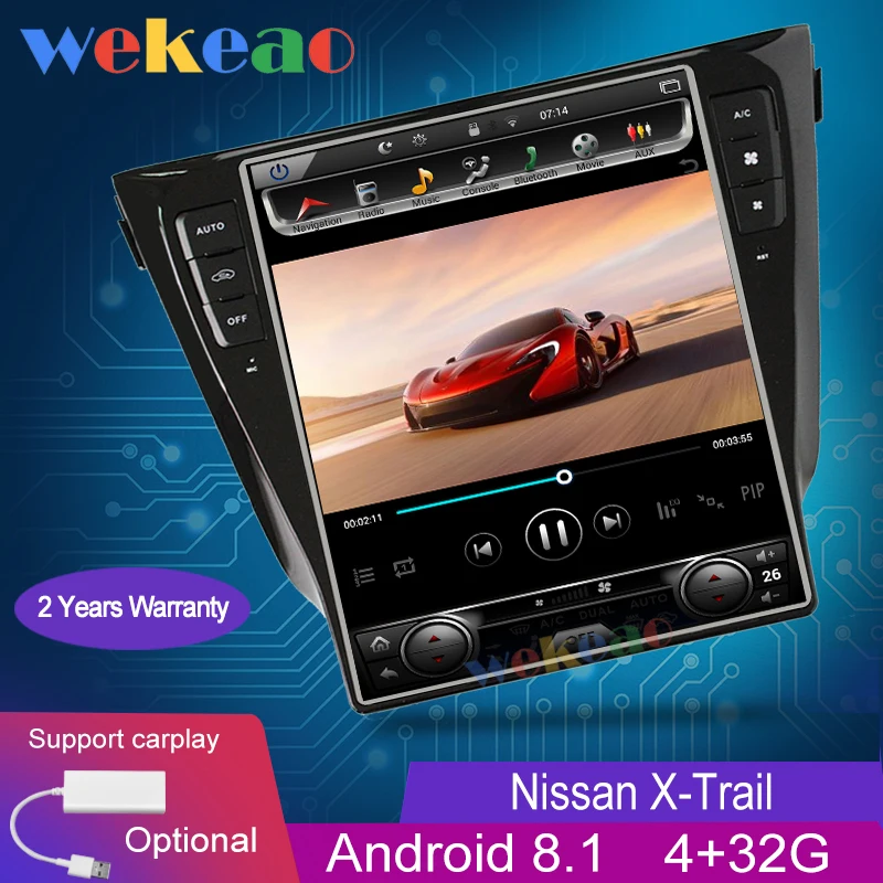 Wekeao вертикальный экран Tesla style 12,1 ''Android 8,1 автомобильный dvd мультимедийный плеер Авто gps навигация для NISSAN X-TRAIL Qashqai