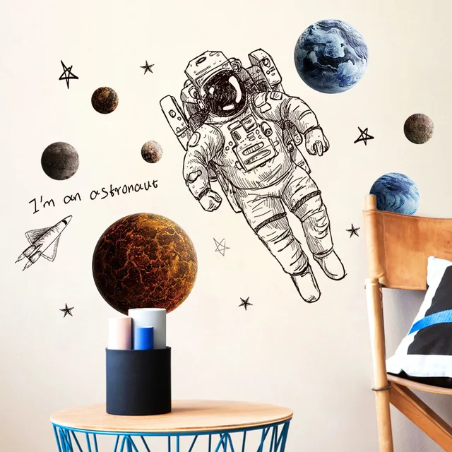 Adesivi Murali Spazio Per Bambini - Pianeti, Razzo, Astronauta, Decorazione Camera Da Letto, PVC Atossico - Foto 4