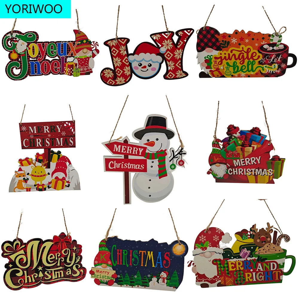 

Деревянная подвесная настенная подвеска, деревянные рождественские украшения в виде Санта-Клауса для дома, украшения для рождественской елки 2021, с новым годом и Рождеством