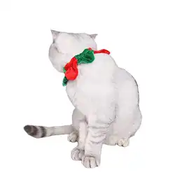 Милый костюм кошки для питомца Рождественский красный и зеленый сшивной ювелирный ошейник для кошки аксессуары для домашних животных