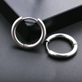 

10Pcs Fashion Stainless Steel Circle Hoop Earrings for Women Simple Round Stud Earrings Black Ring Ear Jewelry Findings Gifts