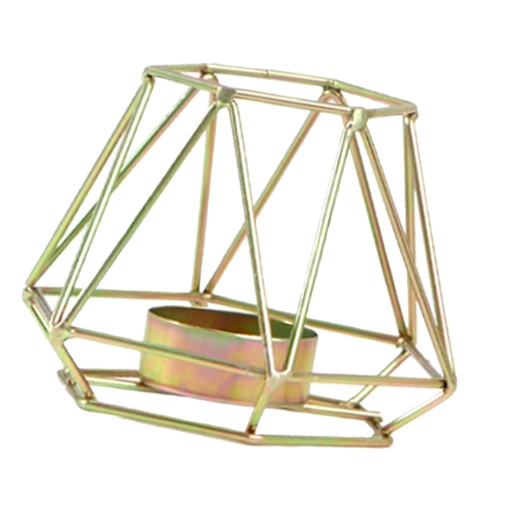 3D Geometric Dinner Candle Holder Candlestick Metal Wire Tea Light Candle Holder for Home Wedding Party Church Decor