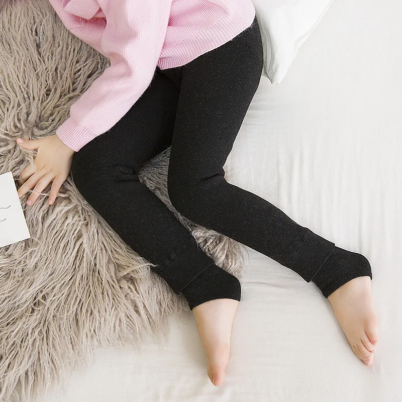 Winter Thermal Fur Girls Leggings For Children Pants Kids Thick Warm Elastic Waist Colorful Cotton Trousers Baby Girl Pants