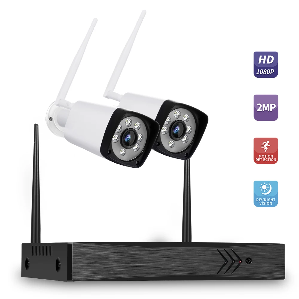 

4CH NVR Kit Wireless NVR Kit Security Surveillance System 2MP 1080P WIFI Security Camera Monitor Motion Detection Alarm Trigger