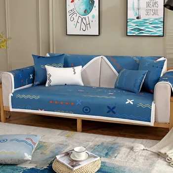 

1 Piece Sofa Cover Jacquard Chenille Sofa Towel Cover Anti-slip Armrest Backrest Sofa Covers for Living Room Printed Stripes