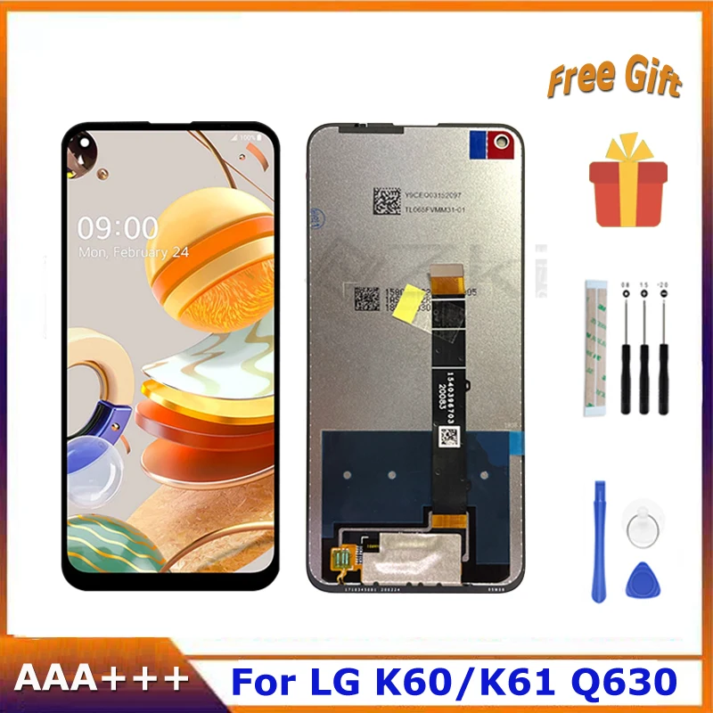 

6.53" For LG K61 Q630 LCD Display Full Touch Screen Digitizer Assembly Replacement LM-Q630BAW K60 Glass Panel Tools Adhesive