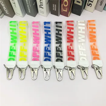 

Off White Ribbon Keychain Women Phone Case Wallet key chain Key Rings Key Holder Trendy Jewelry Accessories Lady pendant keyring