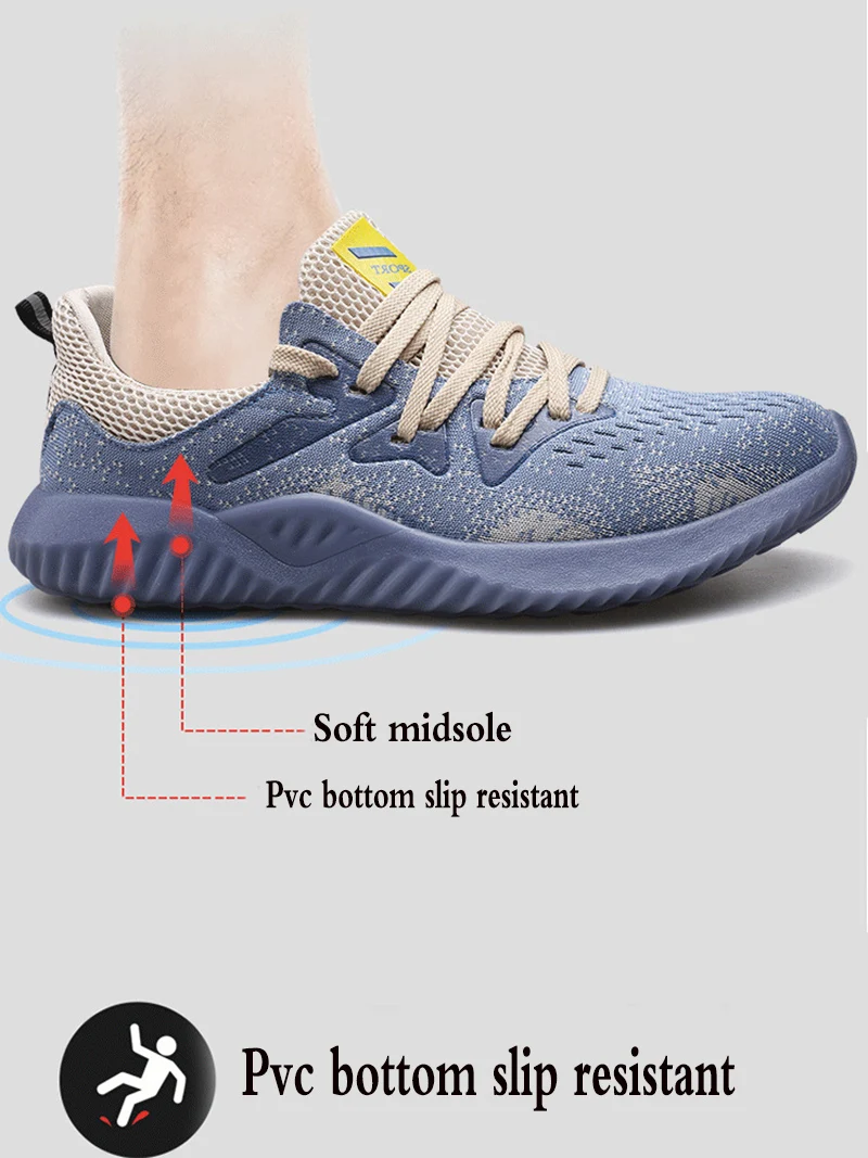Flying Woven Labor Insurance Shoes Smash-proof Puncture Safety Safety Shoes Lightweight Breathable Mesh Sports Work Shoes Men