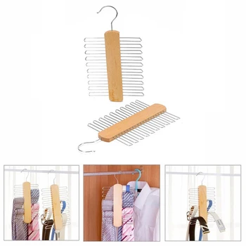 

High Quality 20 Clip Wooden Tie Hanger-Scarf Closet Wooden Rack,,