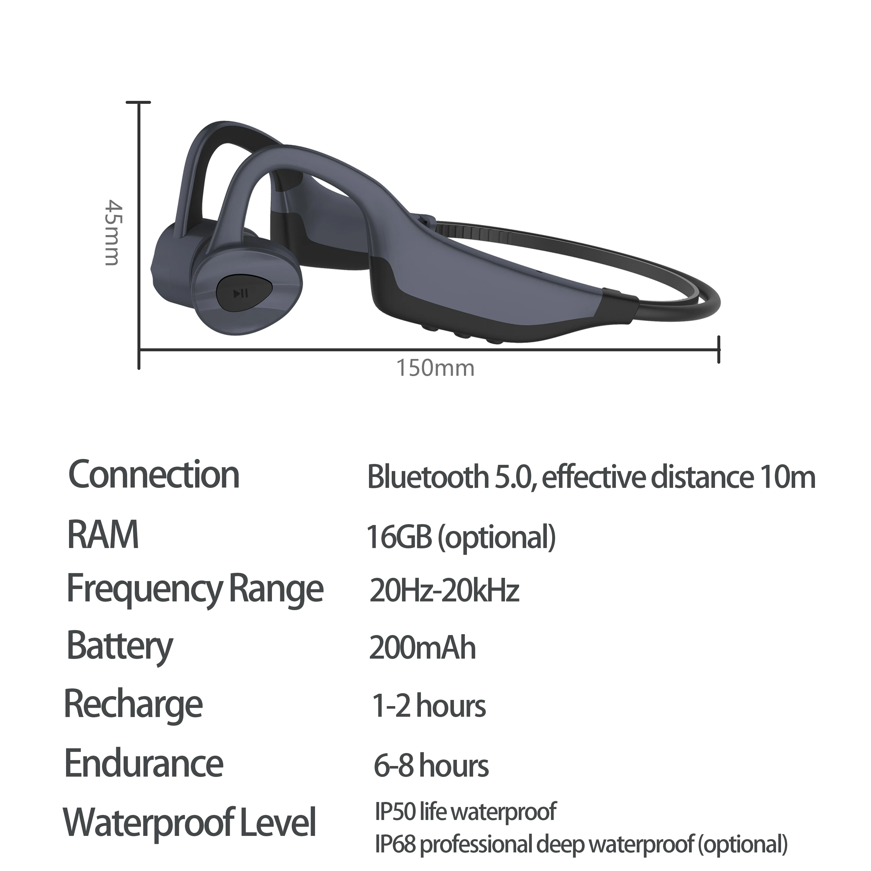 New Swim Bone Conduction Headphones Bluetooth Wireless Earphone 16GB MP3 Music Player Waterproof Earbuds Fitness Sport Headset