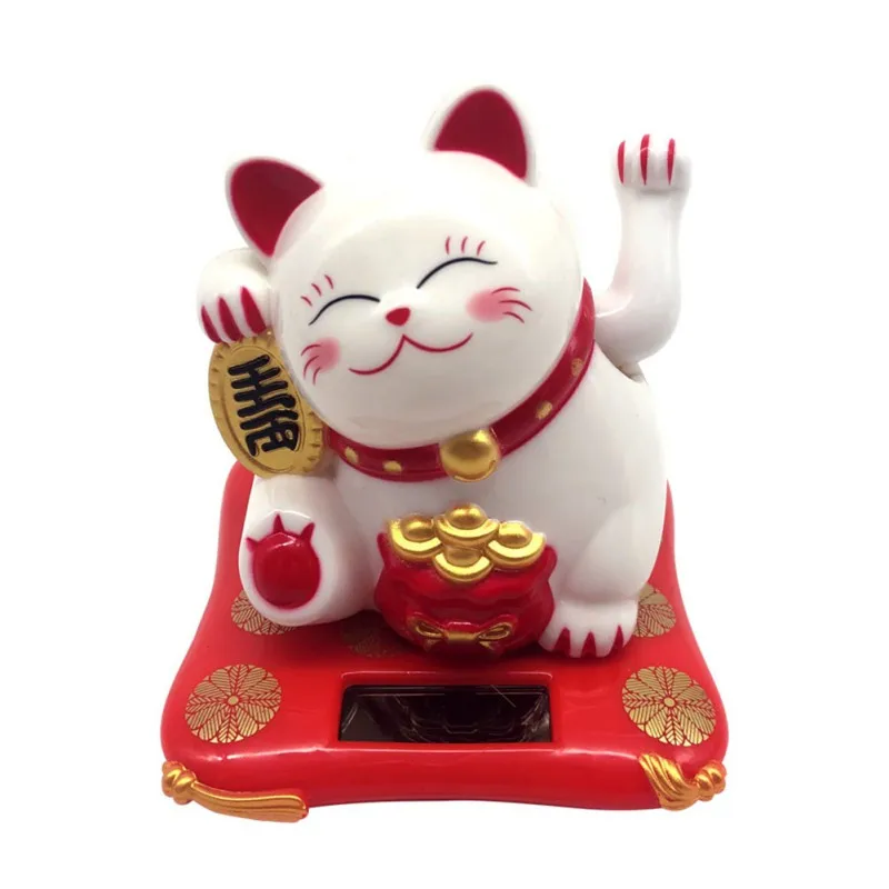 Cyrank Chat Porte-Bonheur, Mini Statue de Chat Japonais Maneki Neko avec  Bras ondulant à énergie Solaire pour la décoration de Tableau de Bord de  Voiture à la Maison(Blanc) : : Cuisine et