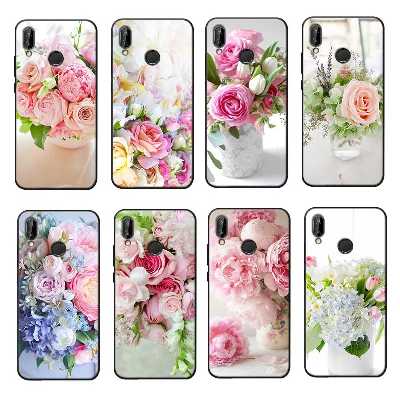 

For xiaomi redmi note 7 k20 pro 7 note 5 6 4x 7a Clear Soft Silicone Phone Case Peony On the Vase