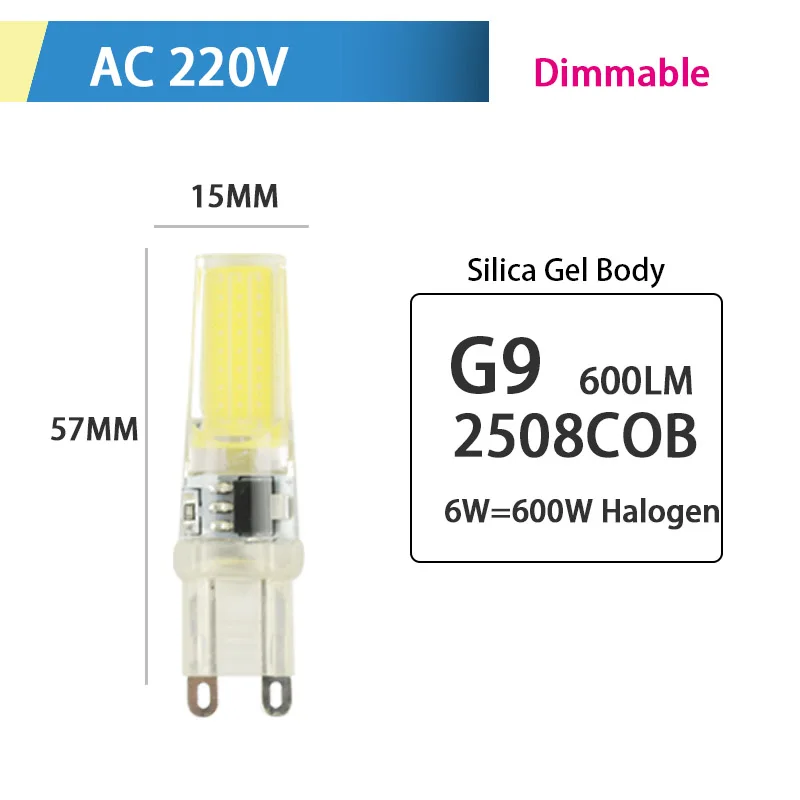 1/5 шт. светодиодный G9 G4 с регулируемой яркостью 220V AC DC 12V светодиодный светильник светодиодный COB светильник светодиодный G9 3 Вт 6 Вт 10 Вт SMD 2835 Светодиодный светильник ing заменить галогенные точечный светильник - Испускаемый цвет: G9 6W AC220V  Dim