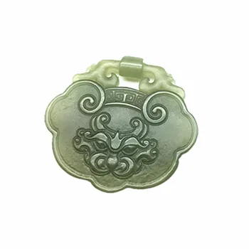

Double-sided carved dragon-like pendant and Hotan jade lock-shaped bibcock jade pendant