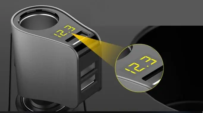 50 шт. 3 USB быстрая зарядка автомобильное зарядное устройство напряжение обнаружения прикуривателя разъем для DC 12-24V HY10