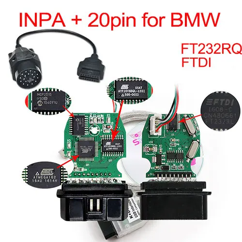 INPA K+ CAN K CAN INPA сканер с чипом FT232RQ INPA K DCAN USB интерфейс полный диагностический инструмент для BMW от 1998 до 2008 - Цвет: INPA AND BMW 20PIN