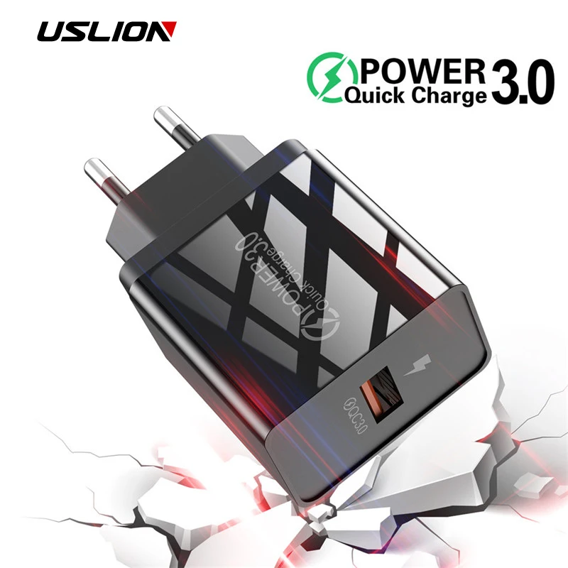 

USLION USB Charger Quick charge 3.0 For iPhone X 8 7 11Pro Max Fast Wall Charger For Samsung Xiaomi Huawei Mobile Phone Charger