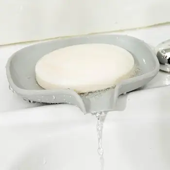 

Non-slip Bathroom Shower Sponge Soap Dish Tray Draining Rack Quick Dry Soft Silicone Holder