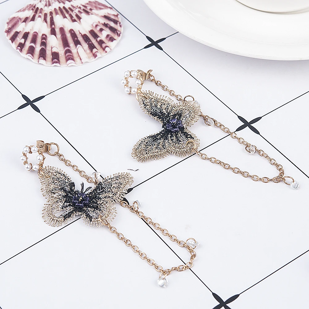 Новые модные женские жемчужные серьги Вышивка Бабочка Кристалл, Длинная кисточка Висячие серьги ювелирные изделия aretes de mujer