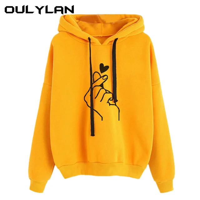 US $8.81 Oulylan Women Hoodies Casual Print Solid Loose Drawstring Sweatshirt Ladies Long Sleeve Hooded Autu