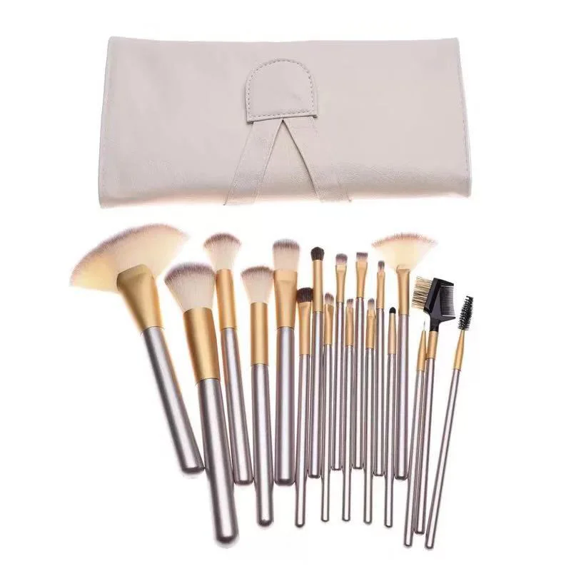 

Professional Soft 12/18/24pcs Makeup Brushes Set Cosmetic Make Up Tools Foundation Eyeshadow Blush Kits + Leather Bag maquiagem