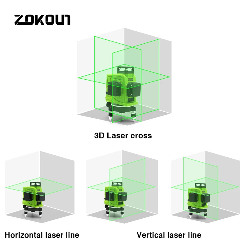 ZOKOUN 12 линий 3d самонивелирующиеся зеленые линии лазерный уровень точный