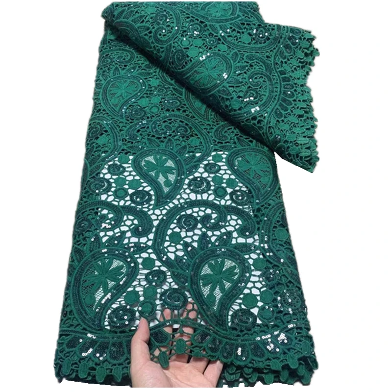 

African Lace Fabric 2021 High Quality Lace Embroidery Guipure Cord Nigerian Lace For Wedding Dress French Lace Fabric d73-12
