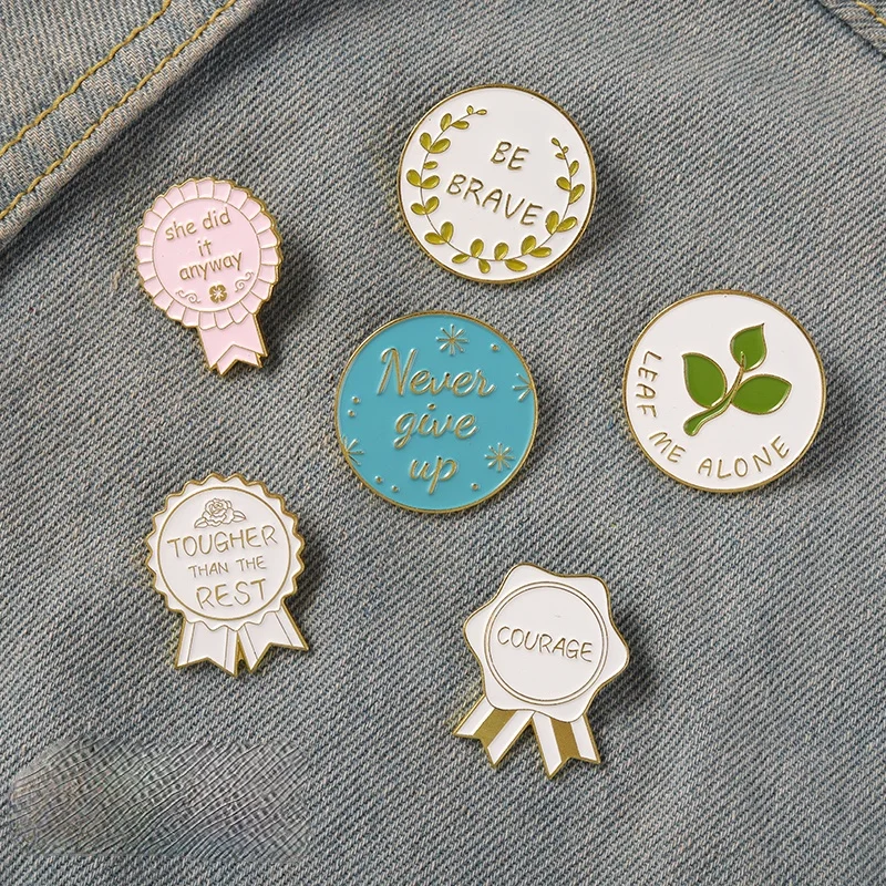 Round Insignia Enamel Pins Motivational Quote Brooches Cute Backpacks  Clothes Badge Lapel Pin Jewelry Gift for Friends Wholesale