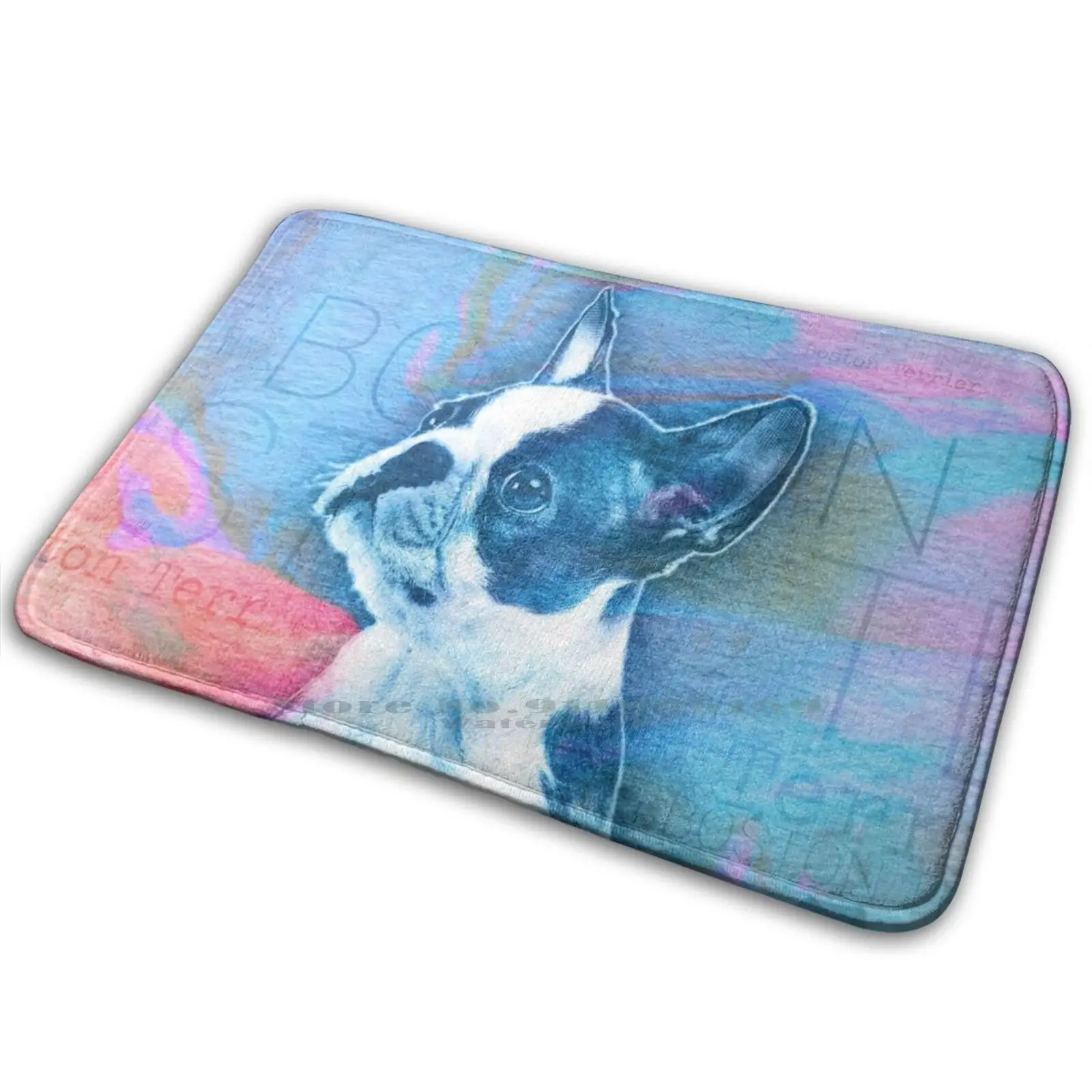 Акварельный цифровой художественный коврик Boston Terrier ковер Противоскользящий для